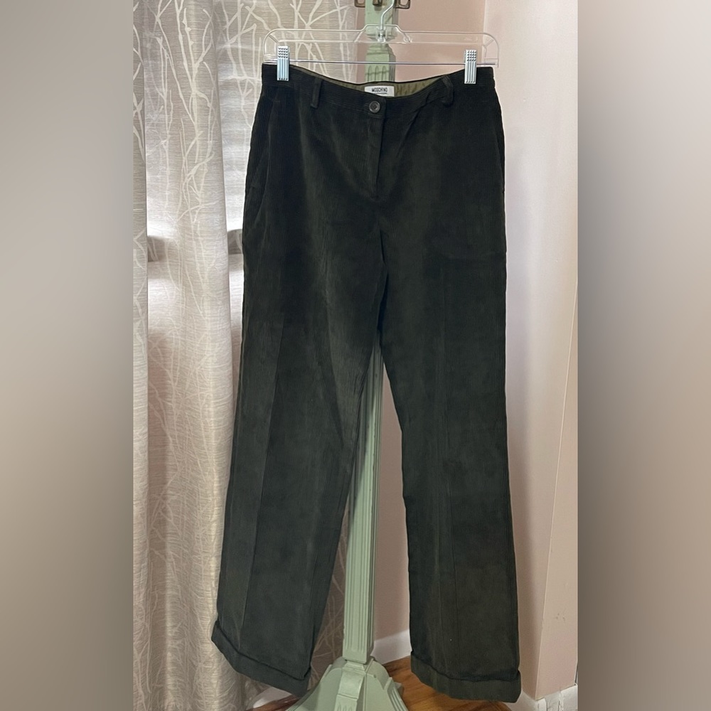 MOSCHINO Trousers Authentic Dark Green Corduroy Pants ITALY Sz 8 PERFECT COND